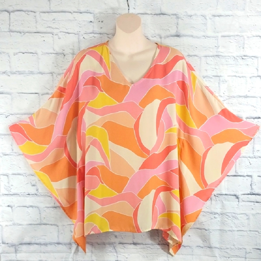 🔵BOGO FREE🔵 Belle Kim Gravel Top Poncho Style Loose Fit Flowy Lagenlook Sz S